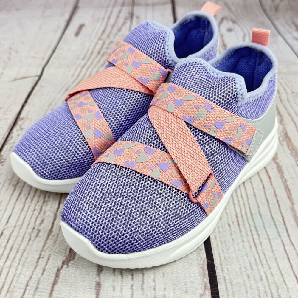 Boys Girls Sneakers Lightweight Breathable Strap Running Shoes Kids 11 Purple